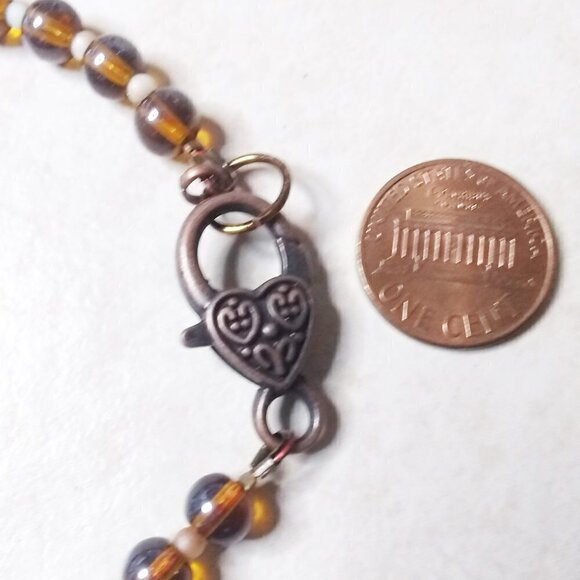 Brown Tan & White Agate Bracelet! Easy Open Clasp! Neutral Colors! 7-7.5" Wrists - Picture 8 of 9